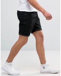 Asos Denim Shorts In Stretch Slim Black
