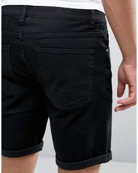 Asos Denim Shorts In Stretch Slim Black