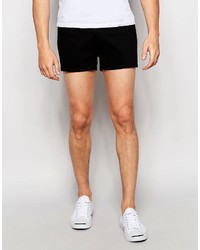 Asos Denim Shorts In Stretch Slim Short Length Black