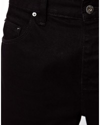 Asos Denim Stretch Slim Shorts In Black