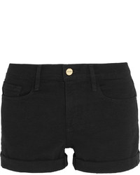 Frame Le Cutoff Stretch Denim Shorts Black