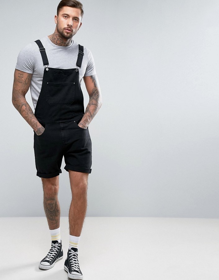 black overall shorts mens