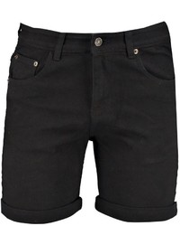 Boohoo Skinny Fit Black Denim Shorts In Mid Length