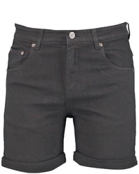 Boohoo Skinny Fit Black Denim Shorts In Short Length