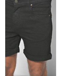 Boohoo Skinny Fit Black Denim Shorts In Short Length