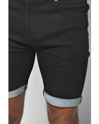 Boohoo Skinny Fit Denim Shorts With Turn Up