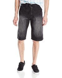 Southpole Belted Basic Denim Shorts In Cross Hatch Fabric
