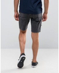 Asos Tall Slim Denim Shorts In Washed Black With Extreme Rips