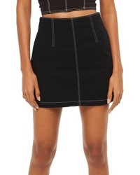 Topshop Contrast Stitch Denim Skirt
