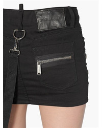 Dsquared2 Zip Details Cotton Denim Mini Skirt