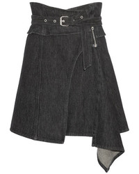 Isabel Marant Eydie Asymmetric Wrap Effect Denim Skirt Black