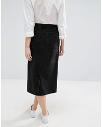 Asos Petite Petite Denim Mom Skirt In Washed Black