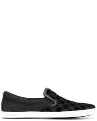 Black Denim Slip-on Sneakers