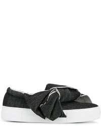 Joshua Sanders Denim Bow Leather And Cotton Sneakers