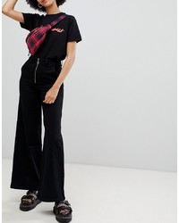 Chorus Wide Leg Jeans With Exposed Zip And Star Zip Puller