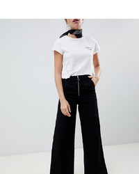 Chorus Petite Wide Leg Jeans With Exposed Zip And Star Zip Puller
