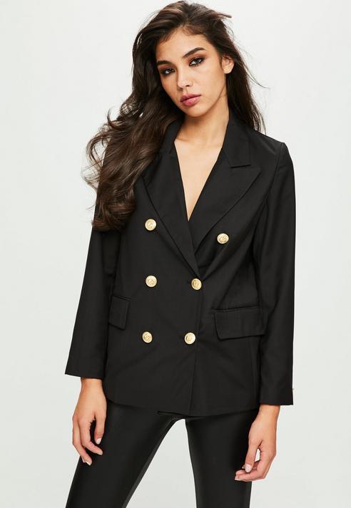 Missguided Black Double Breasted Longline Blazer 48 Missguided Lookastic 7179