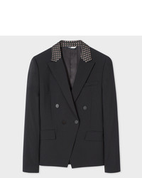 Paul Smith Black Double Breasted Wool Blazer With Contrast Collar