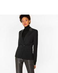 Paul Smith Black Double Breasted Wool Blazer With Contrast Collar