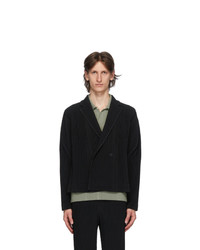 Homme Plissé Issey Miyake Black Tailored Pleats 2 Double Breasted Blazer