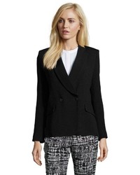 Theyskens' Theory Black Textured Double Breasted 2 Button Blazer