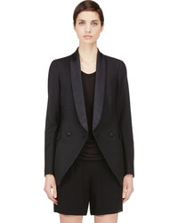 Band Of Outsiders Black Wool Double Breasted Long Blazer