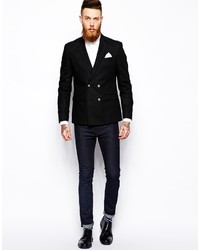 Asos Brand Slim Fit Double Breasted Blazer In Cotton
