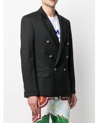 Balmain Double Breasted Blazer With Embossed Buttons