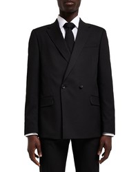 River Island Double Breasted Suit Jacket In Black At Nordstrom