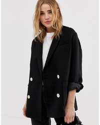Pimkie Double Breasted Tailored Jacket In Black