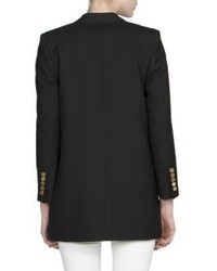 Saint Laurent Goldtone Button Double Breasted Wool Blazer