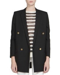 Saint Laurent Goldtone Button Double Breasted Wool Blazer