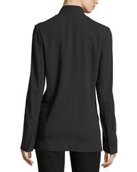 Halston Heritage Long Double Breasted Wool Blend Suiting Blazer