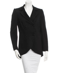 Alice + Olivia Leather Trimmed Double Breasted Blazer