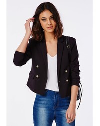 Missguided Double Breasted Cropped Blazer Black