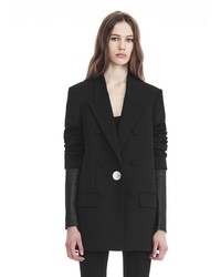 Alexander Wang Single Breasted Blazer With Leather Sleeves