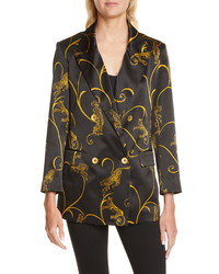 L'Agence Taryn Leopard Print Silk Blazer