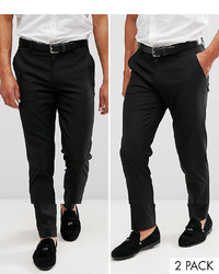 ASOS DESIGN 2 Pack Skinny Smart Trousers In Black Save