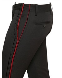 Balmain 17cm Wool Canvas Trousers With Red Trim
