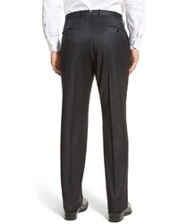 Incotex Benson Regular Fit Flat Front Solid Wool Trousers