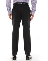 Chaps Black Label Classic Fit Black Plaid Wool Blend Flat Front Stretch Suit Pants