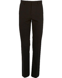 River Island Black Micro Texture Wool Slim Suit Pants