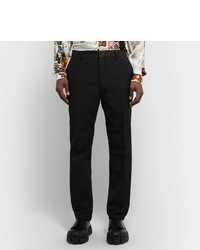 Fendi Black Slim Fit Logo Trimmed Woven Trousers