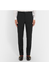 Gucci Black Slim Fit Satin Trimmed Mohair And Wool Blend Tuxedo Trousers