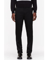 Givenchy Black Wool Pleated Belted Trousers