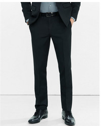 Express Extra Slim Black Wool Blend Twill Suit Pant