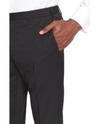 Armani Collezioni Flat Front Solid Wool Trousers