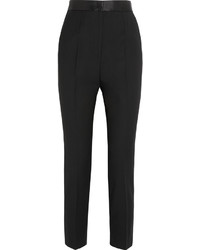Dolce & Gabbana Satin Trimmed Stretch Wool Blend Tapered Pants