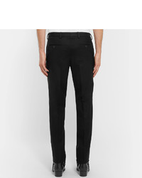 Saint Laurent Slim Fit Contrast Trimmed Brushed Wool Twill Trousers
