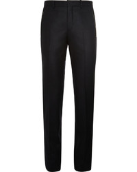 Givenchy Slim Fit Leather Trimmed Wool Flannel Trousers
